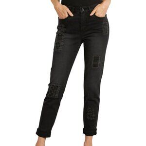 Joseph Ribkoff Embellished Dark Charcoal Ankle Jeans 10